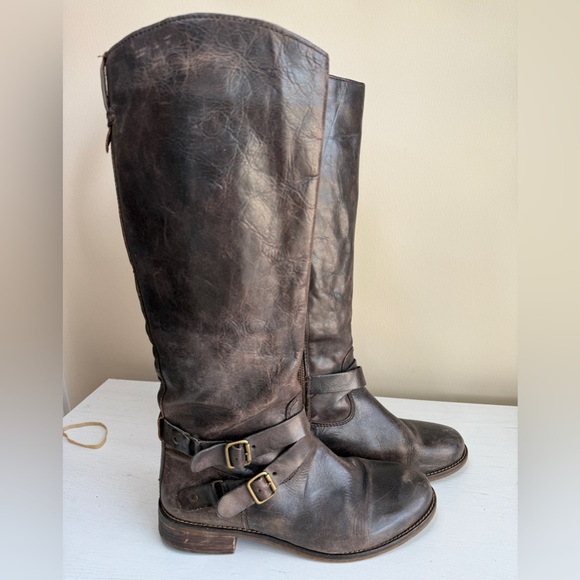 Hinge Distressed Devin Riding Boot Chocolate Brown Country Boho Cottagecore 9.5 - Picture 2 of 12